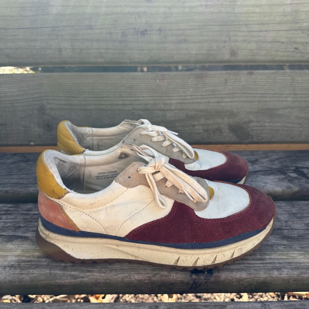 Madewell Kickoff Trainer Sneakers Multicolor Leather Suede Low Top Women's Sz 9